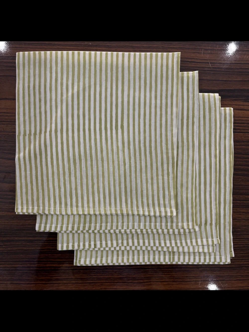 Sage Green Striped Cloth Napkins